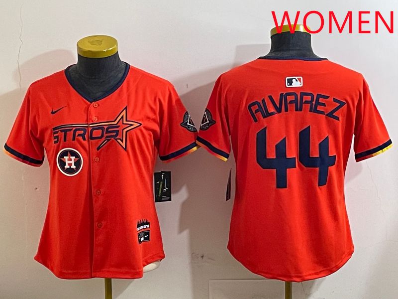 Women Houston Astros #44 Alvarez Orange Three generations Joint Name 2025 Nike MLB Jersey style 4127